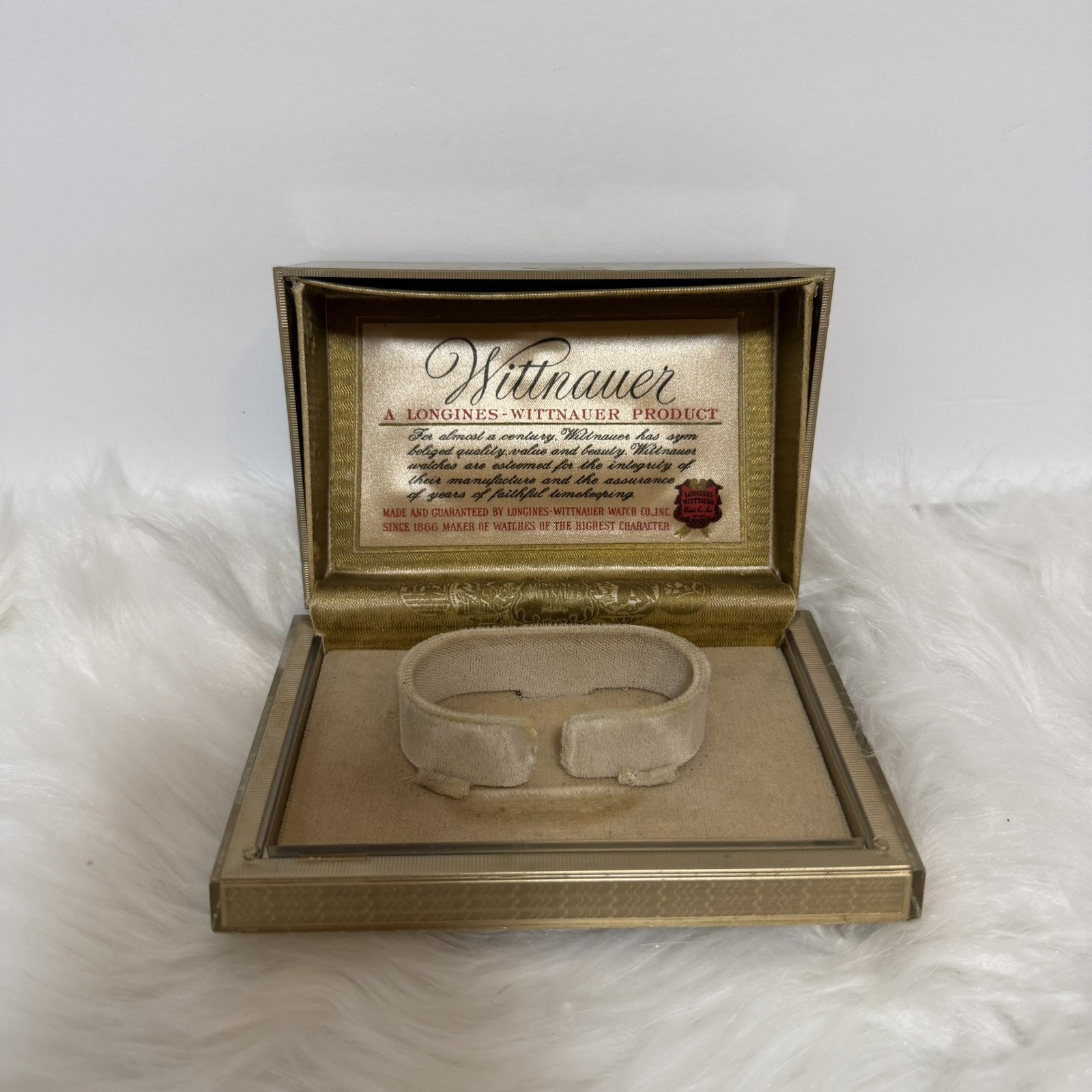 Vintage Longines Wittnauer Watch Case Box Only Empty Gold Color Presentation